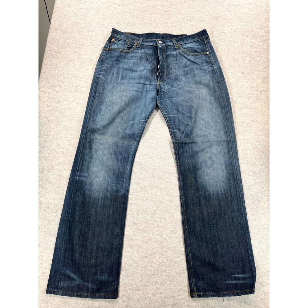 Levi's 501 Jeans Mens 40x34 Blue Denim Dark Wash Modern Button Fly Straight Leg